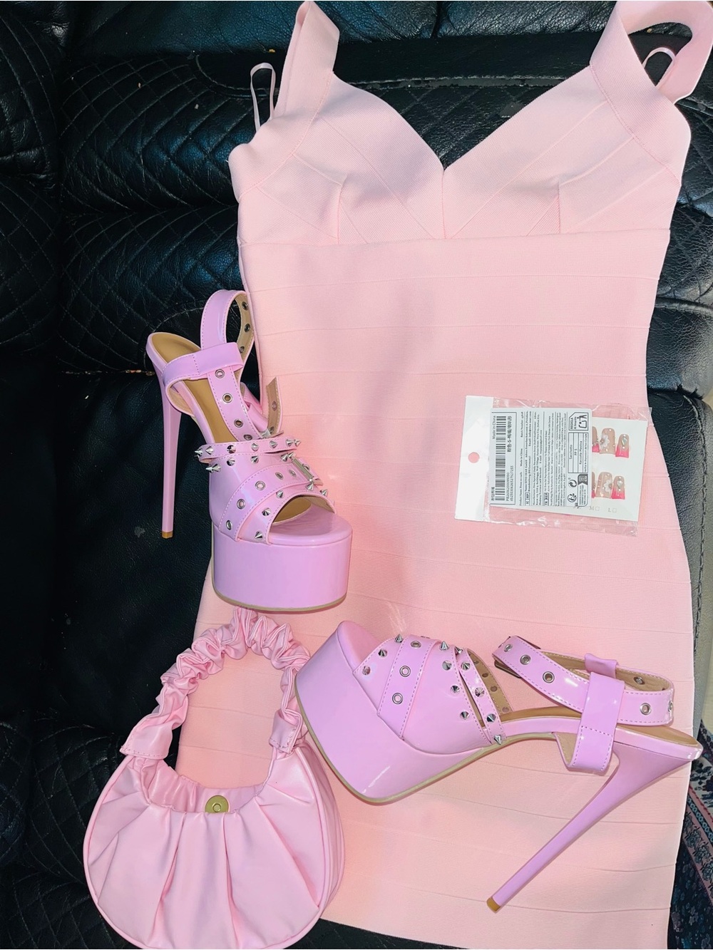 Women’s Pink Studded Platform High Heel Sandals